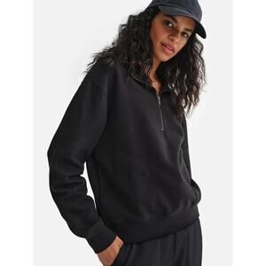MATE the Label 100% Organic Cotton 1/4 Zip Up Sweatshirt BLACK $158